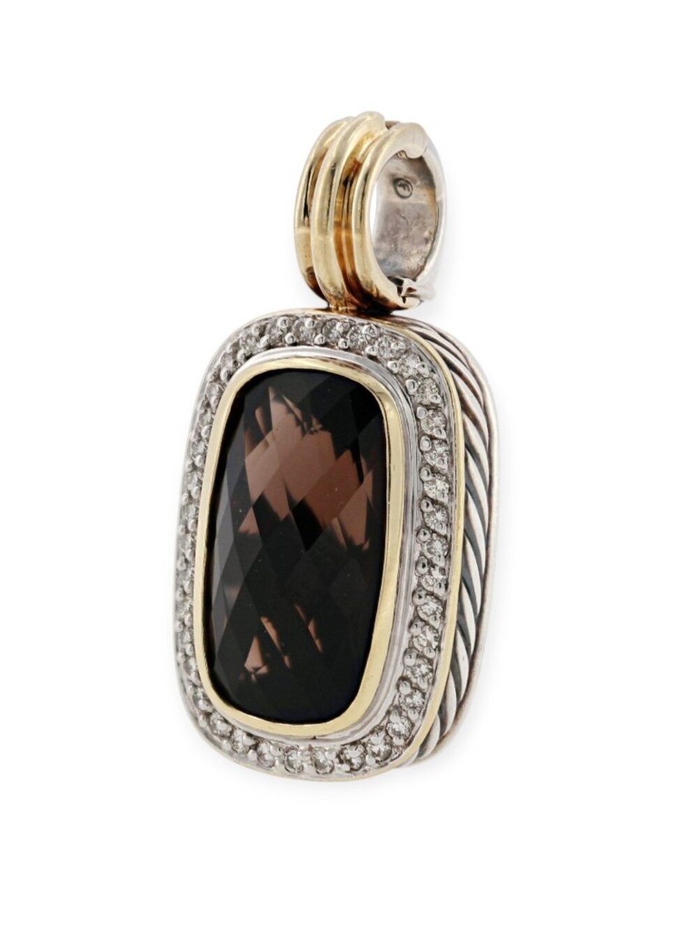 DAVID YURMAN 925 Sterling Silver 18K Gold Diamond Smokey Topaz Albion Pendant